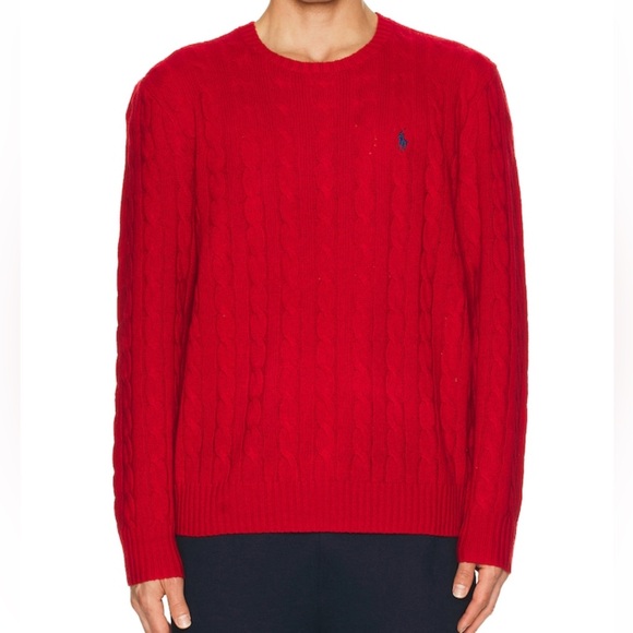 Ralph Lauren Classic Women’s Cable-Knit Pullover Crewneck Sweater Vibrant Red, L - Picture 4 of 15